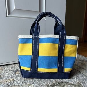 LL Bean Canvas Boat And Tote Mini 90's Yellow Blue Navy White Stripes
